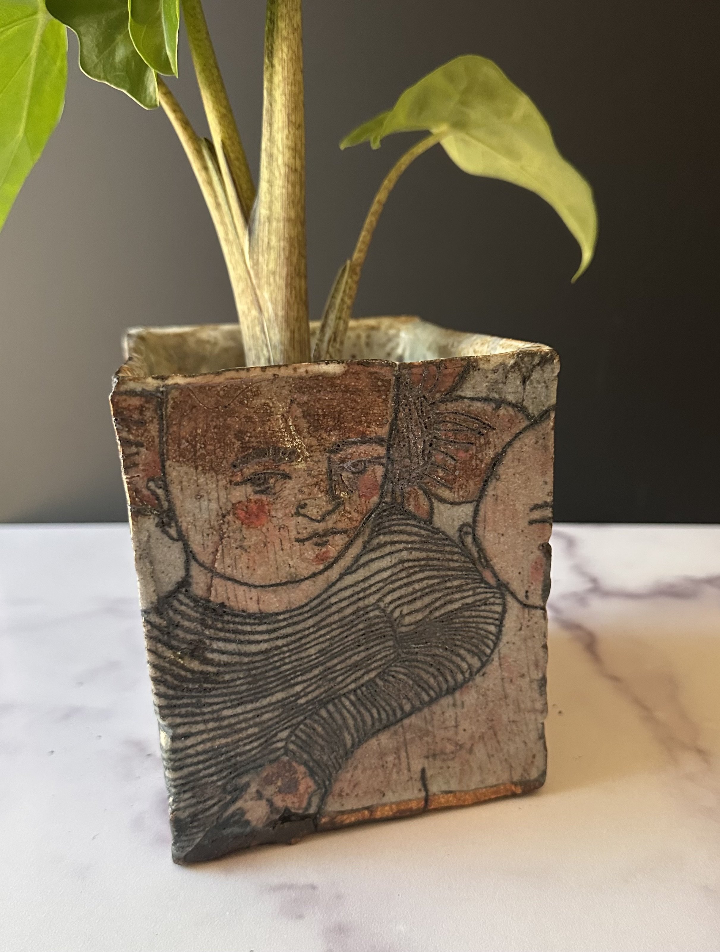 Handcrafted Mishima Stoneware Planter Box
