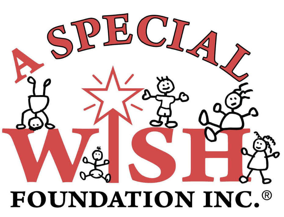 Logo for A Special Wish Foundation Inc., featuring the words 'A Special Wish' with a star and five children illustrations around the text.