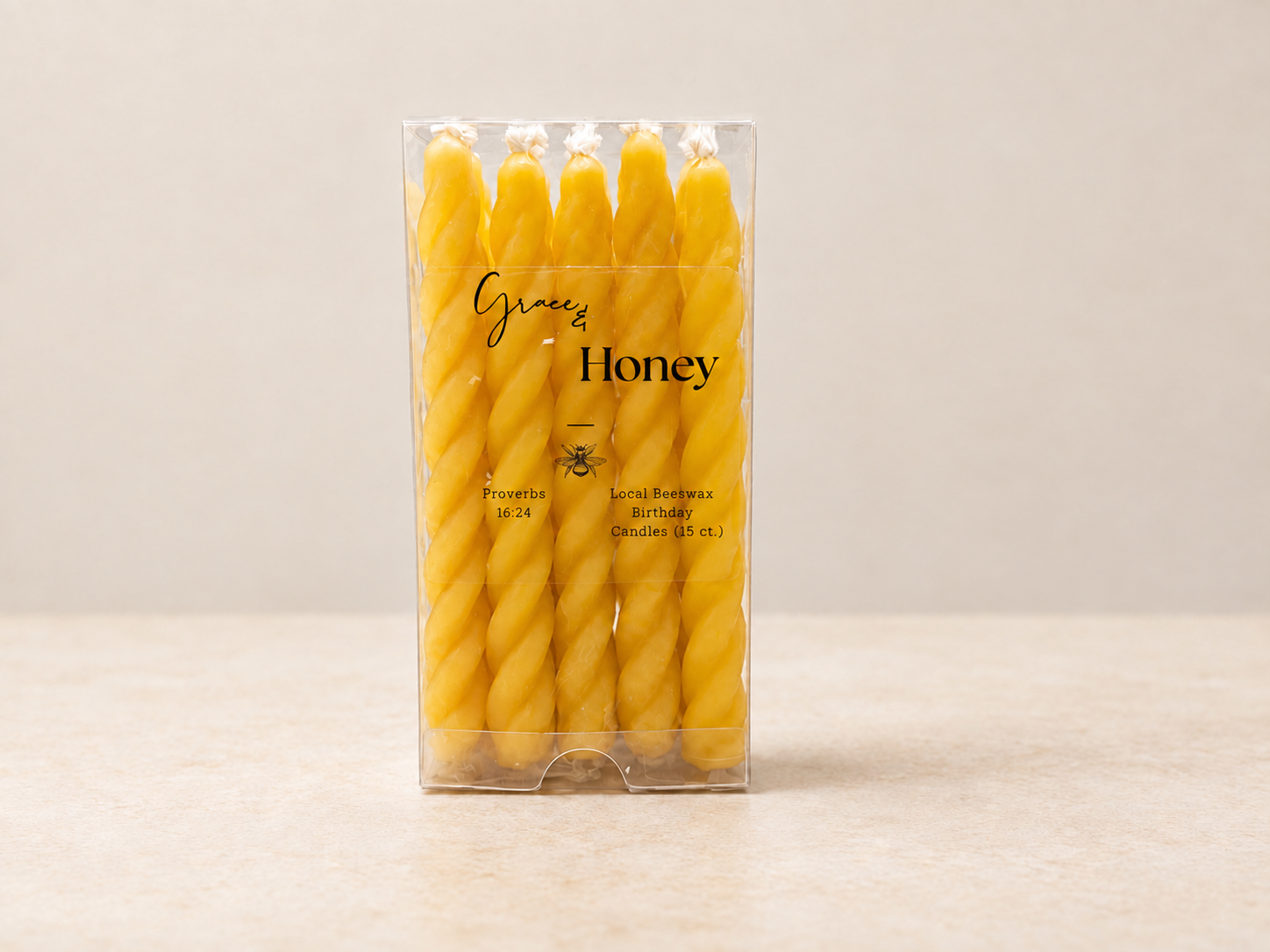 Beeswax Birthday Candles - 15 count