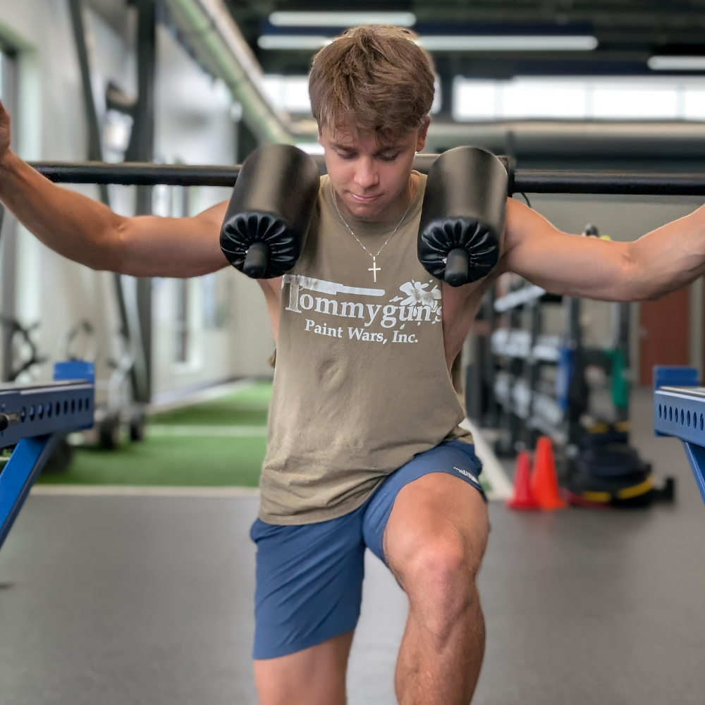 Athlete squatting