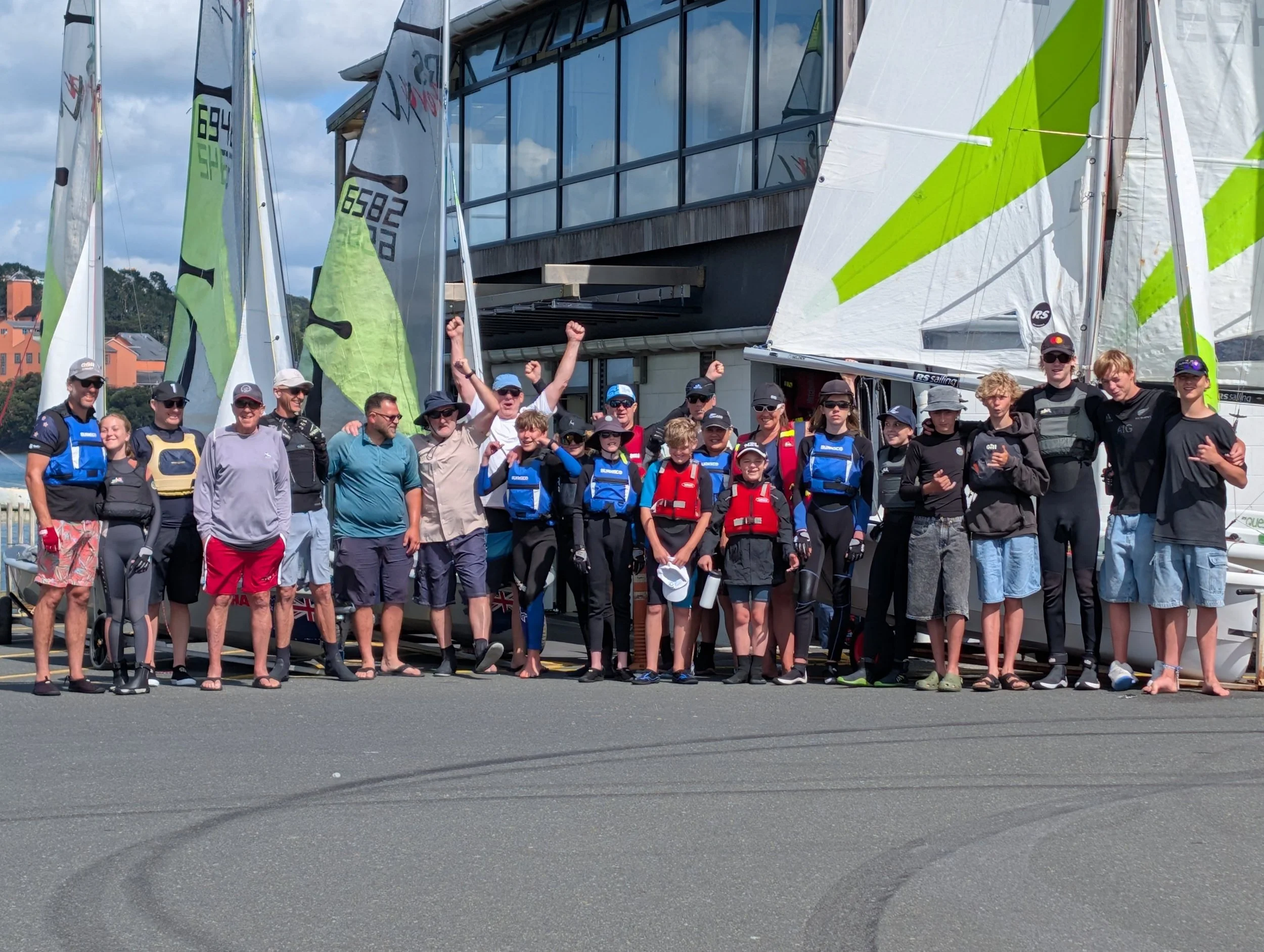 NBYC sailors and helpers of all ages gathered outside the clubrooms before a destination sail