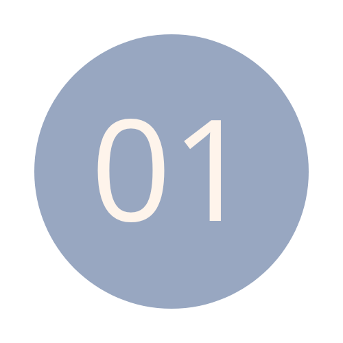 A blue circle with the number '01' in white in the center.