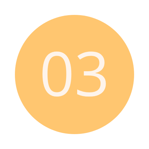 A beige circle with the number 03 in white font inside it.