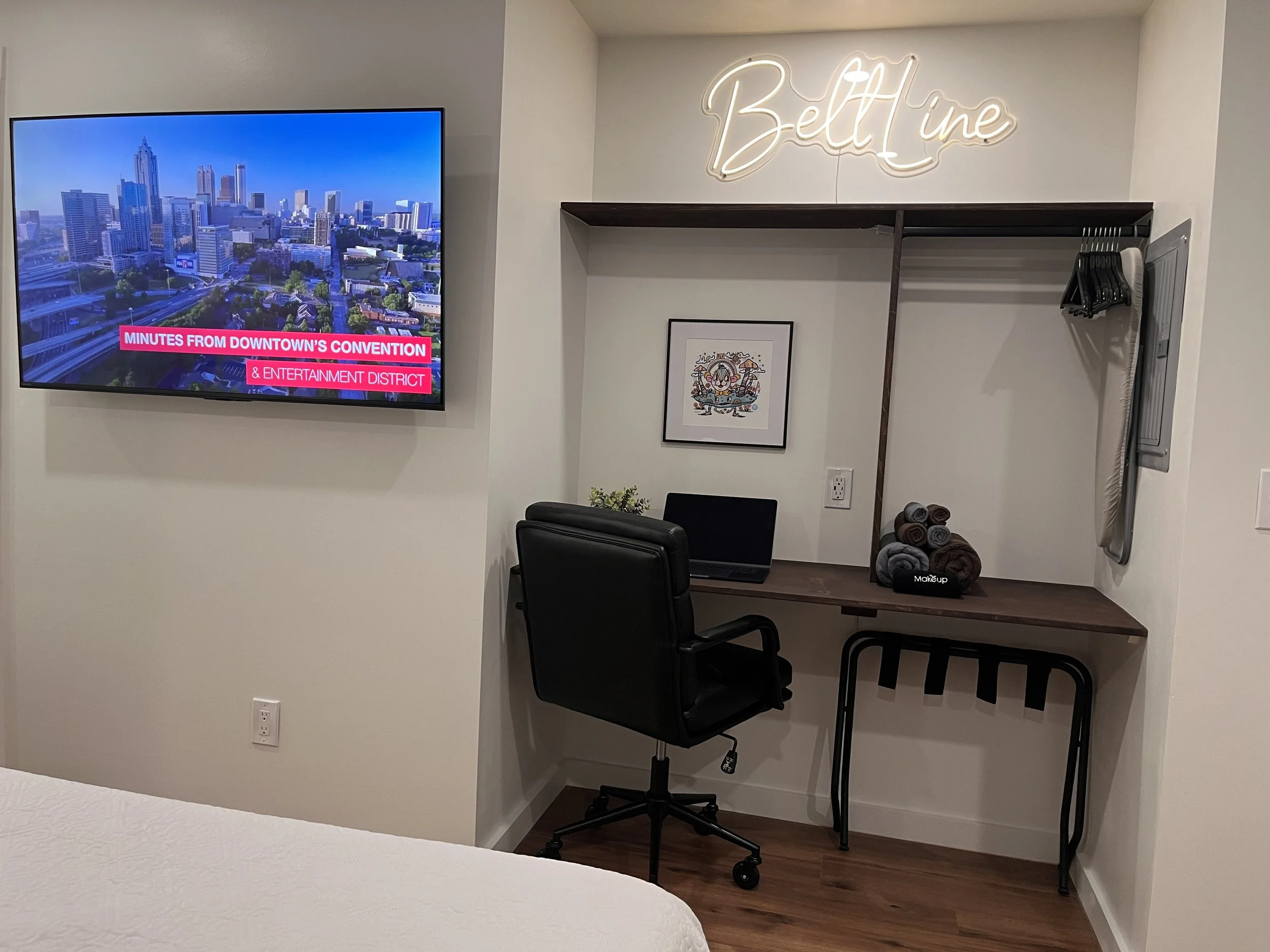 Dedicated workspace with desk, TV, and fast Wi-Fi at BeltLine Studio ATL