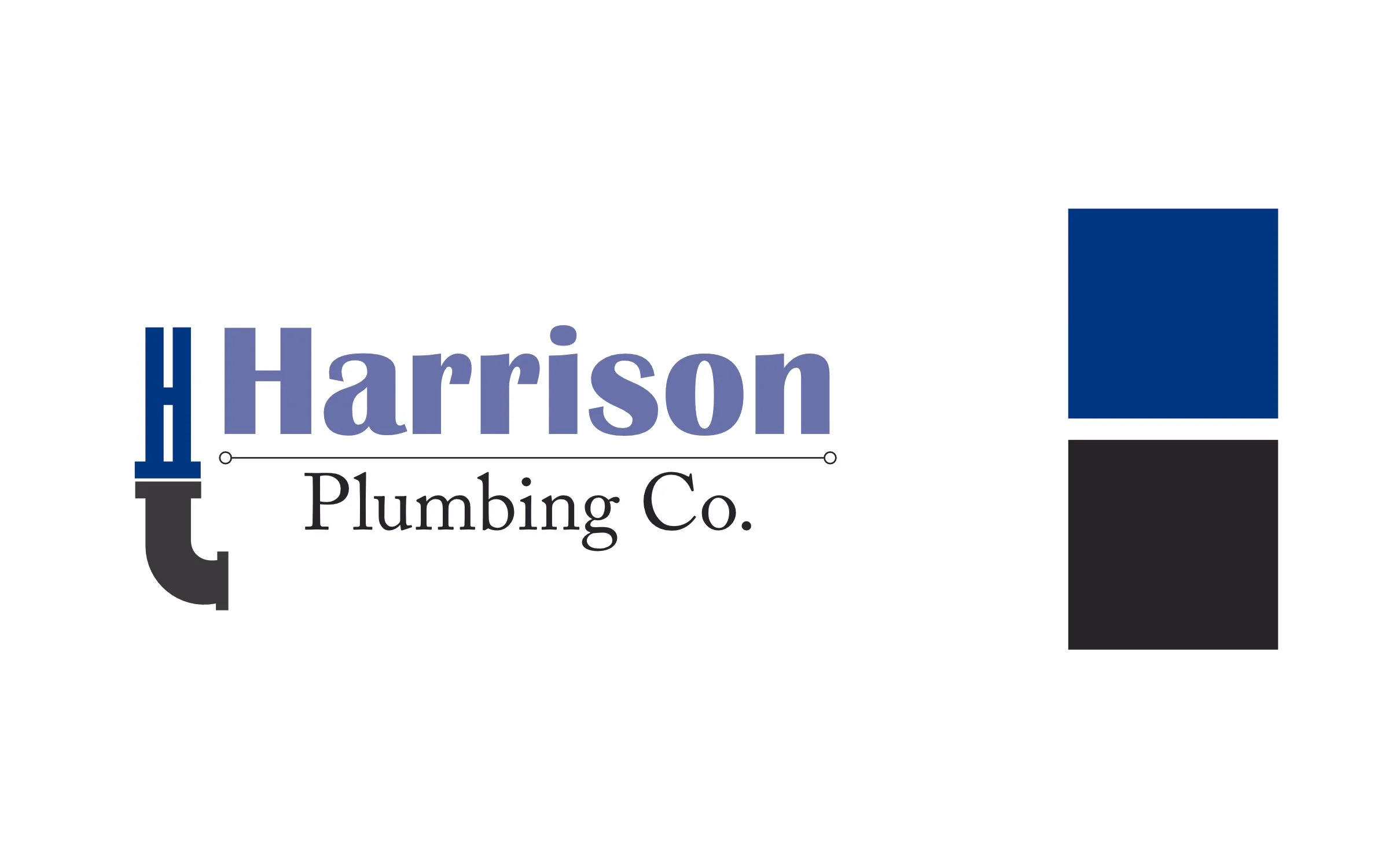 Company logo for Harrison Plumbing Co., featuring a stylized pipe and the company name.