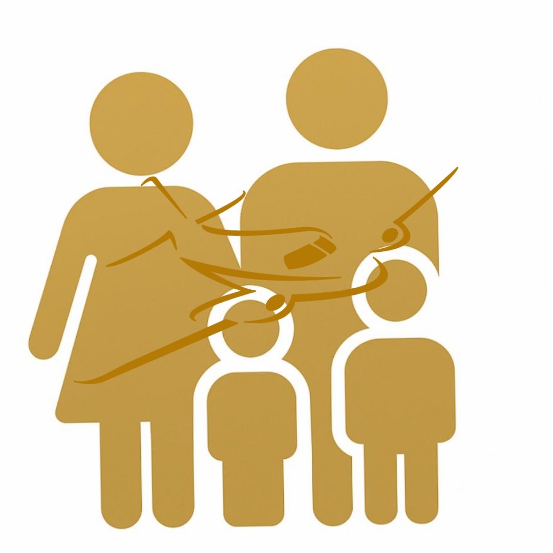 Graphic illustration of a family with medical staff providing health guidance.