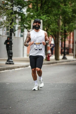 Client at marathon finish, 4:19