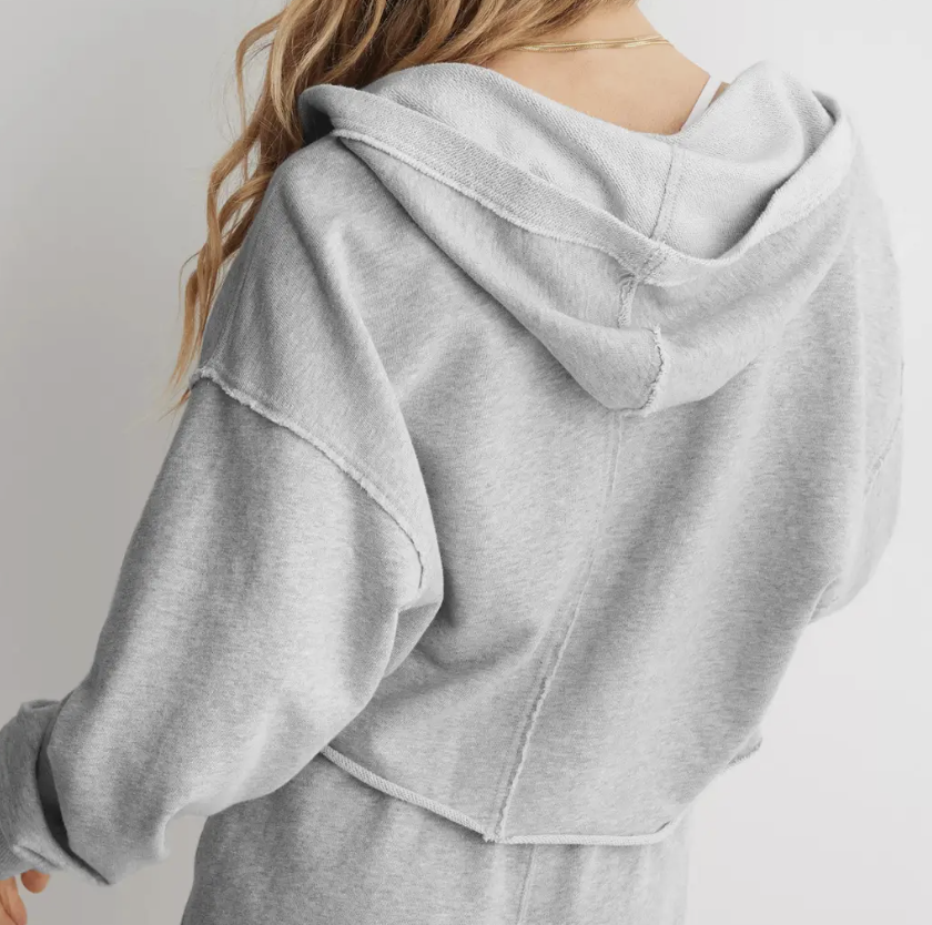 Long Sleeve V-Neck Cropped Sweatshirt