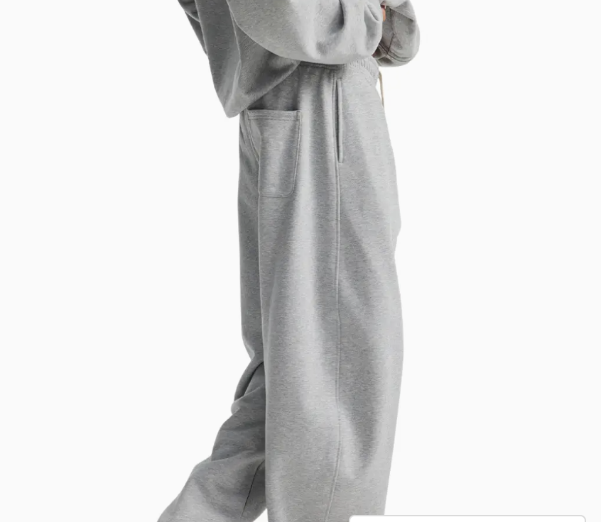 Curved-Blade Sweatpants- Gray