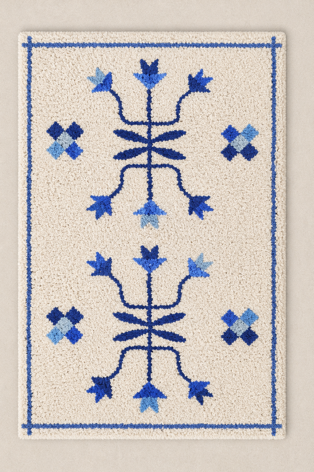 Blue Folk Tulip Rug
