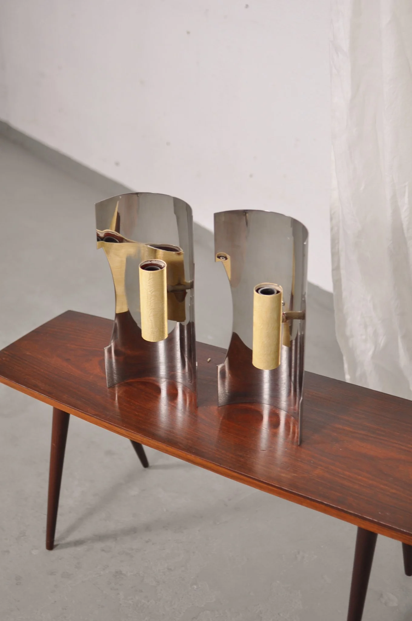 Set of two metal cone wall lights