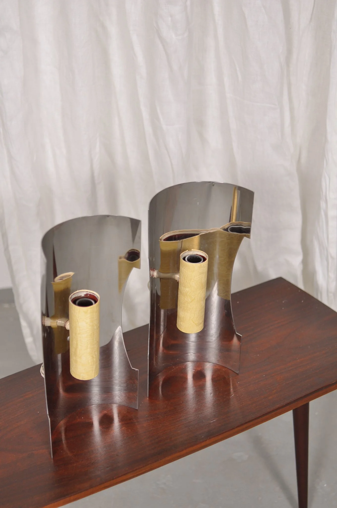 Set of two metal cone wall lights