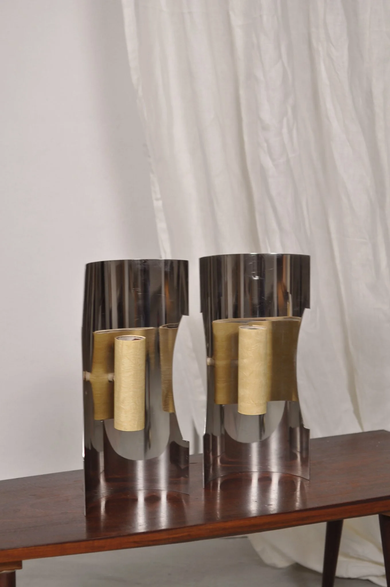pair of  chrome wall sconces
