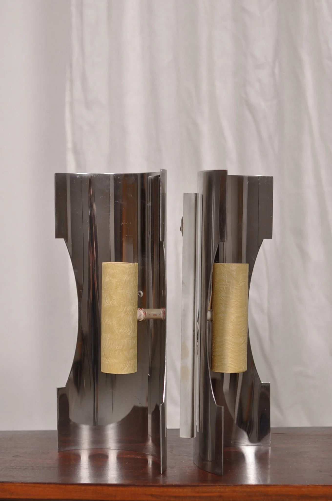 Set of two metal cone wall lights