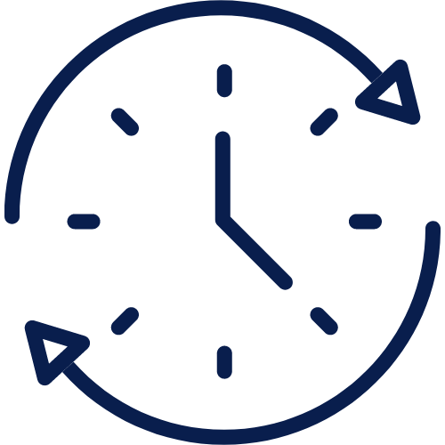 An icon of a clock with the time set to approximately 4:25 and a circular arrow around it indicating time change or adjustment.