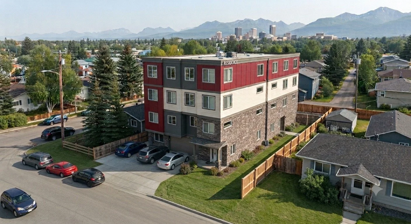 A 40 foot multi-family building that is completely out of scale with the neighboring homes. As ugly as this is, it's fully buildable within the proposed dimensions of the Missing Middle Housing overlay. 