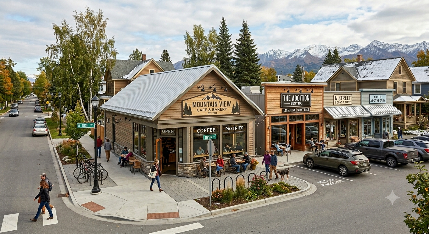 Unlike a town center, a neighborhood center primarily caters to the surrounding area and can be designed to be reached on foot or by bike. It is significantly smaller in scale. 
