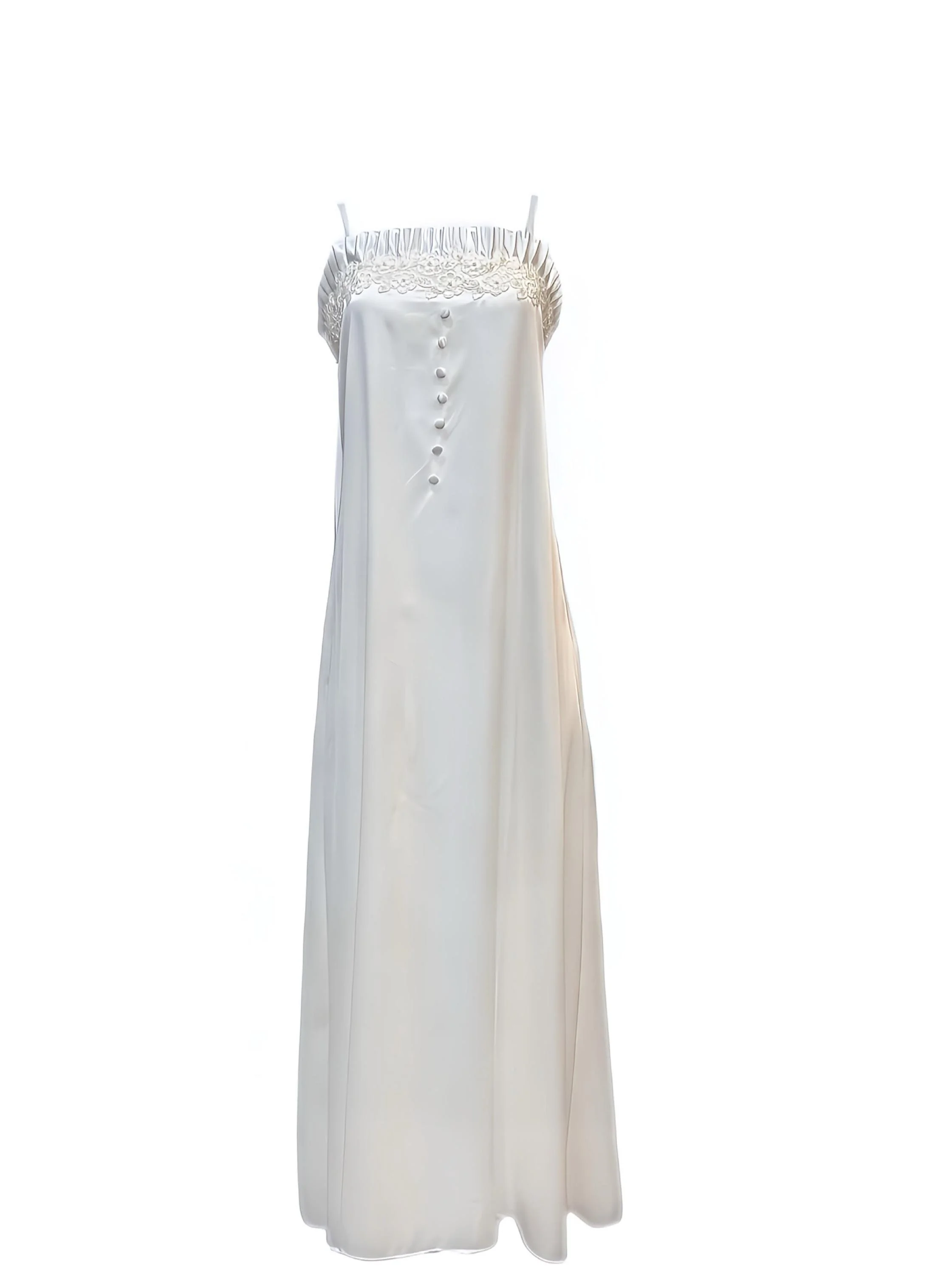 White spaghetti straps slip satin dress