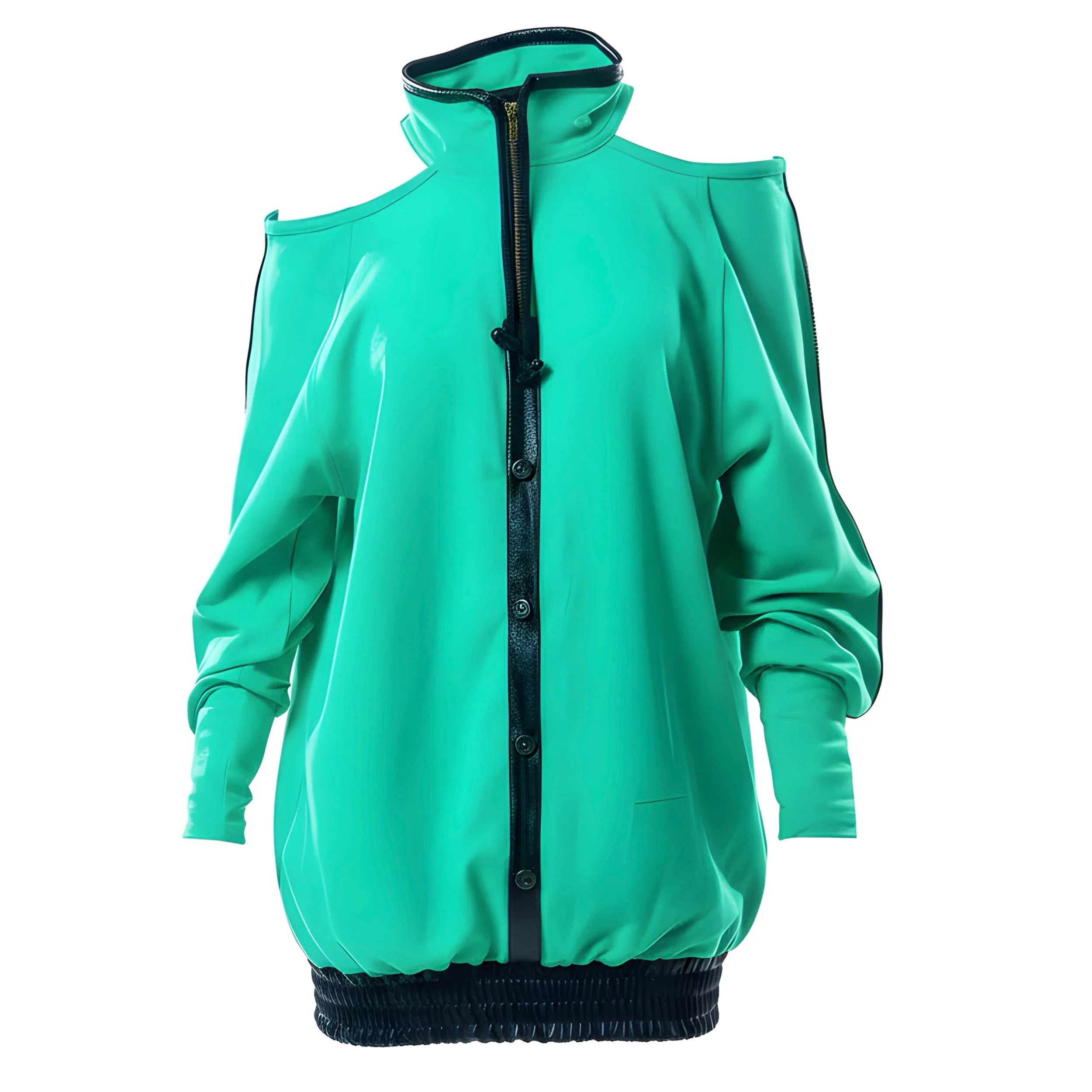 Cotton Zipper Leather Imitation Detail Sweater