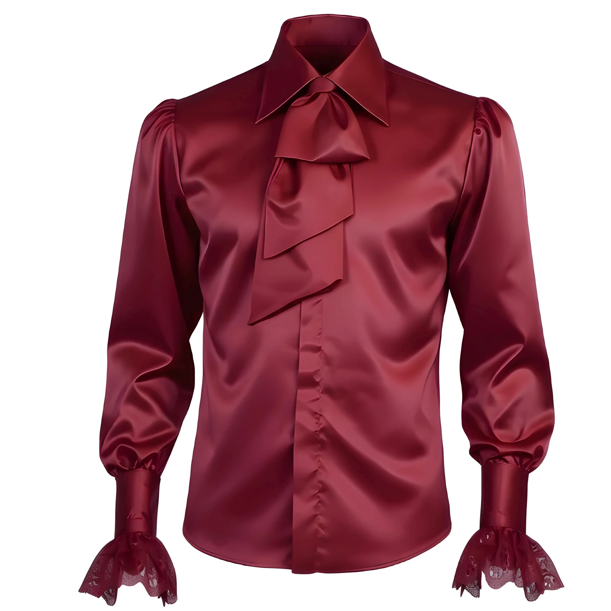 Men's Wine English Regency Silk Shirt