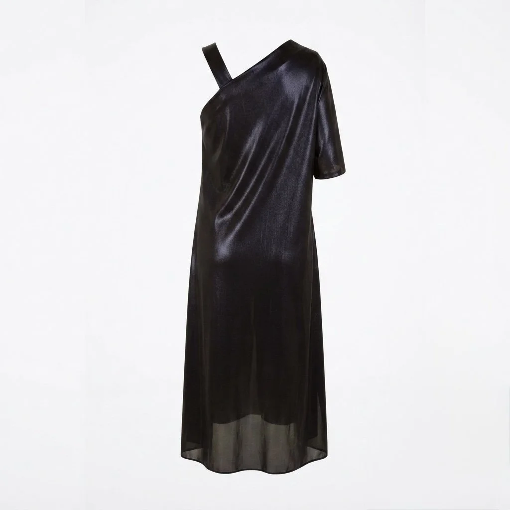 Black Off-Shoulder Asymmetric Short Sleeve Blouse