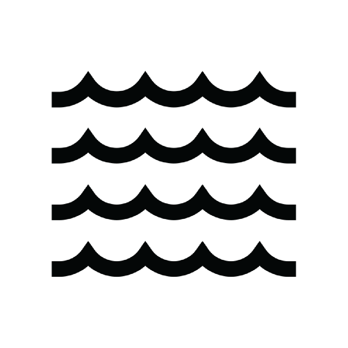 A black and white line drawing of waves