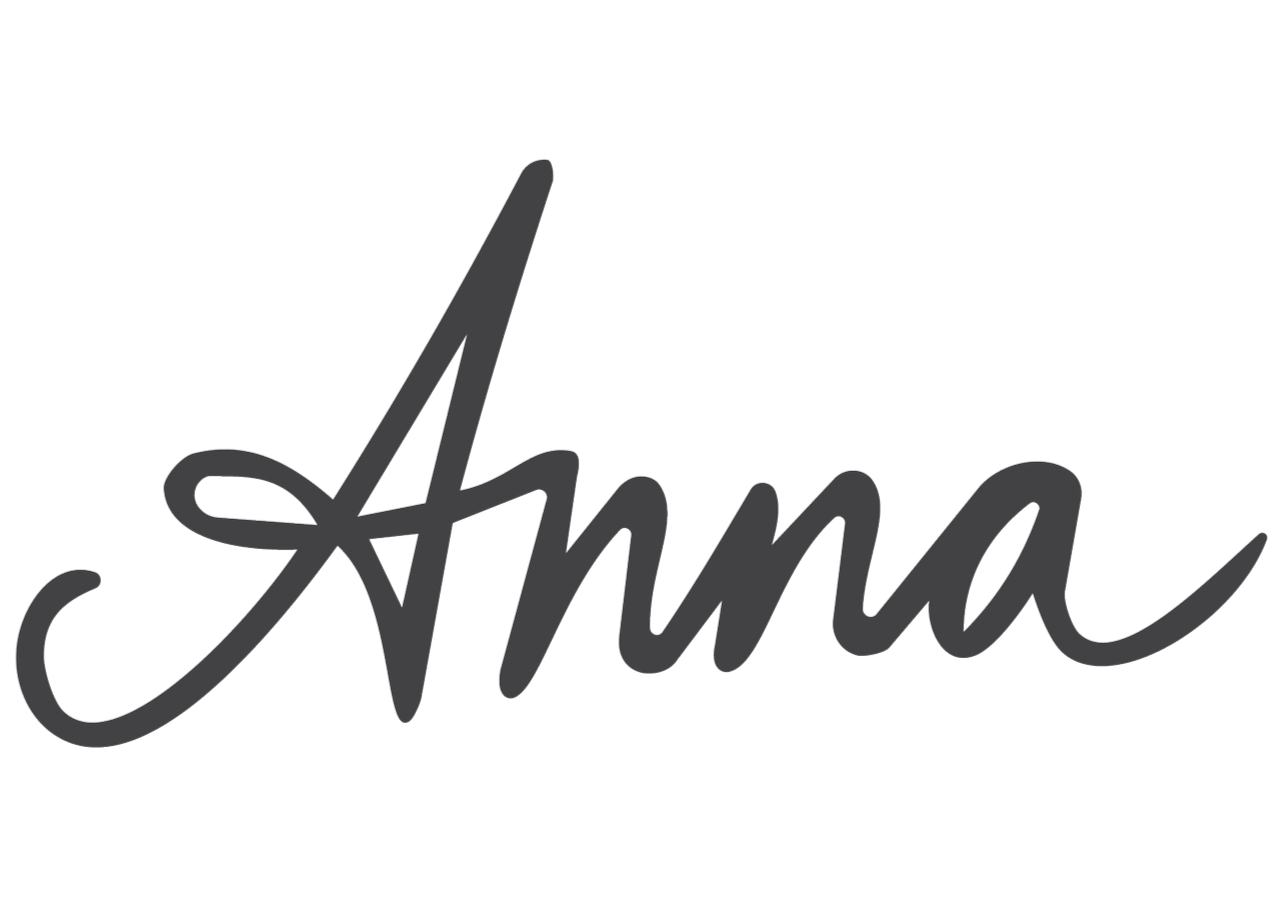 Gray cursive text spelling 'Anna' on black background.