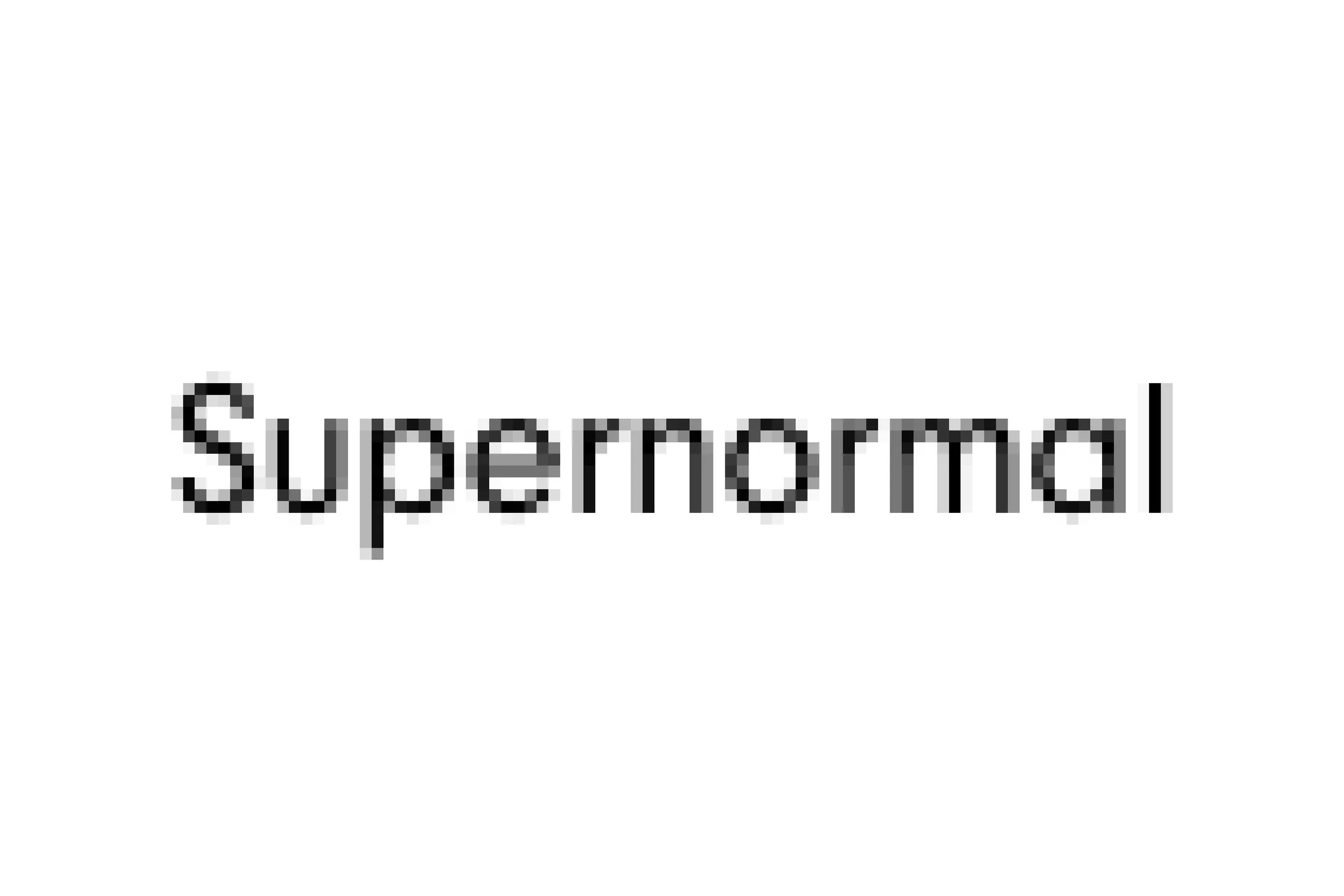 Pixelated text reading 'Supernormal'.