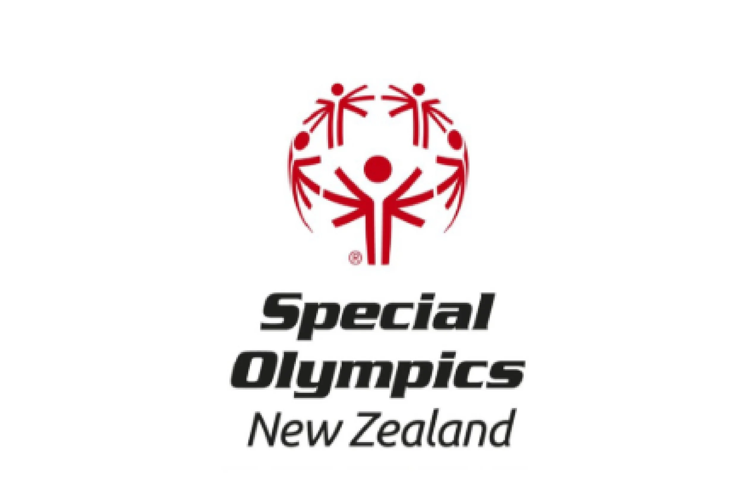Logo for Special Olympics New Zealand, featuring red stylized figures holding hands in a circle, with the text 'Special Olympics New Zealand' below.
