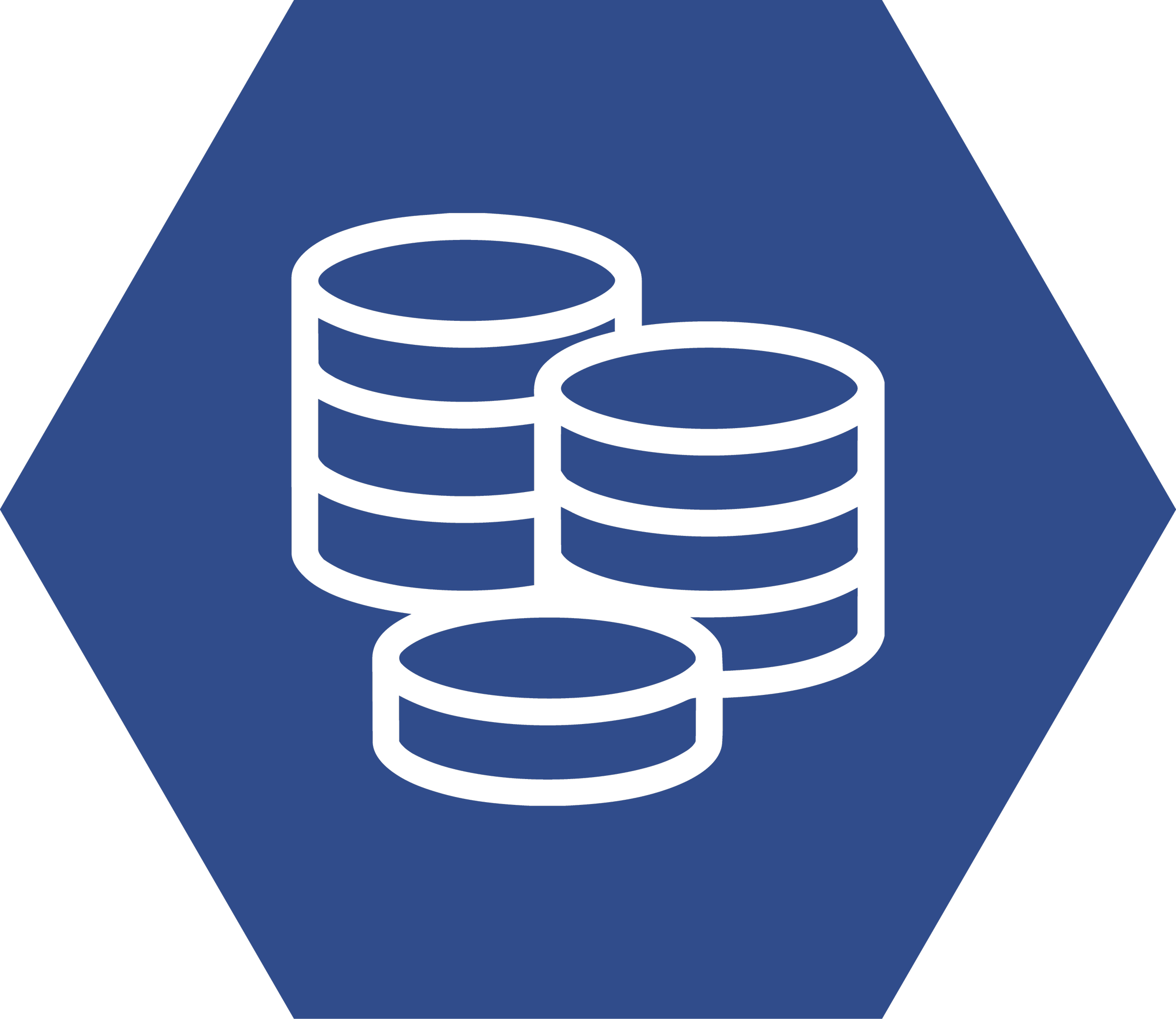 Finance and Human Resources Roles placed by Fairfield Partners Executive Search. Icon of stacked coins on blue background with a hexagon border.