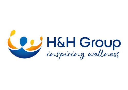 H&H Group logo with a stylized figure and the words "inspiring wellness".