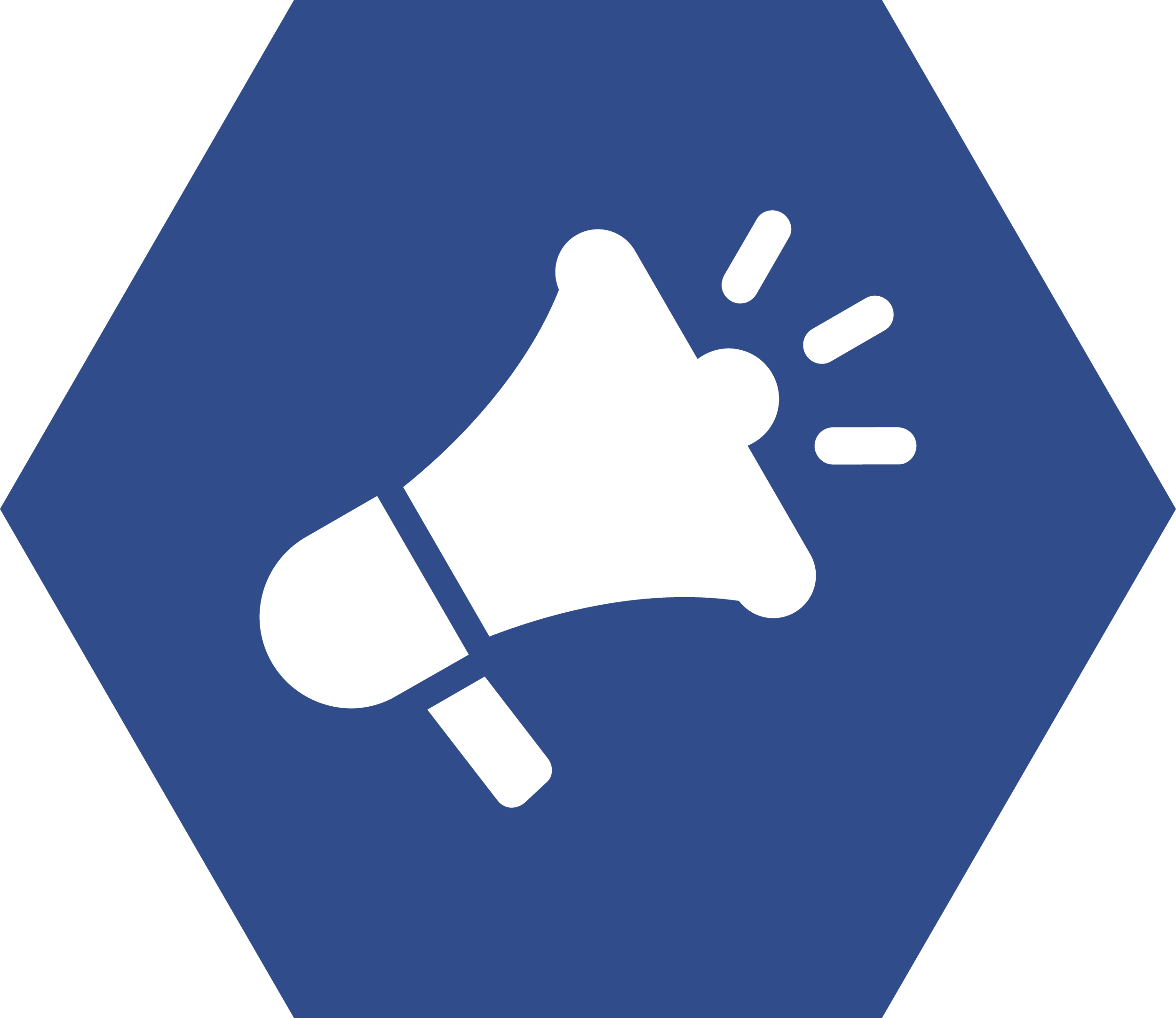 Marketing & E-Commerce Roles placed by Fairfield Partners Executive Search. A Bullhorn icon in white on a navy blue hexagon