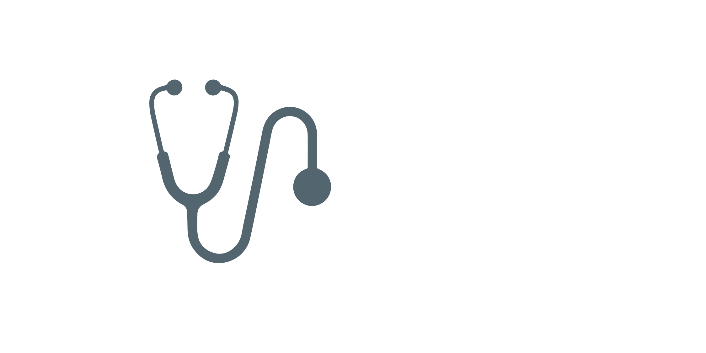 Stylized graphic of a stethoscope with the text 'Healthcare' next to it.