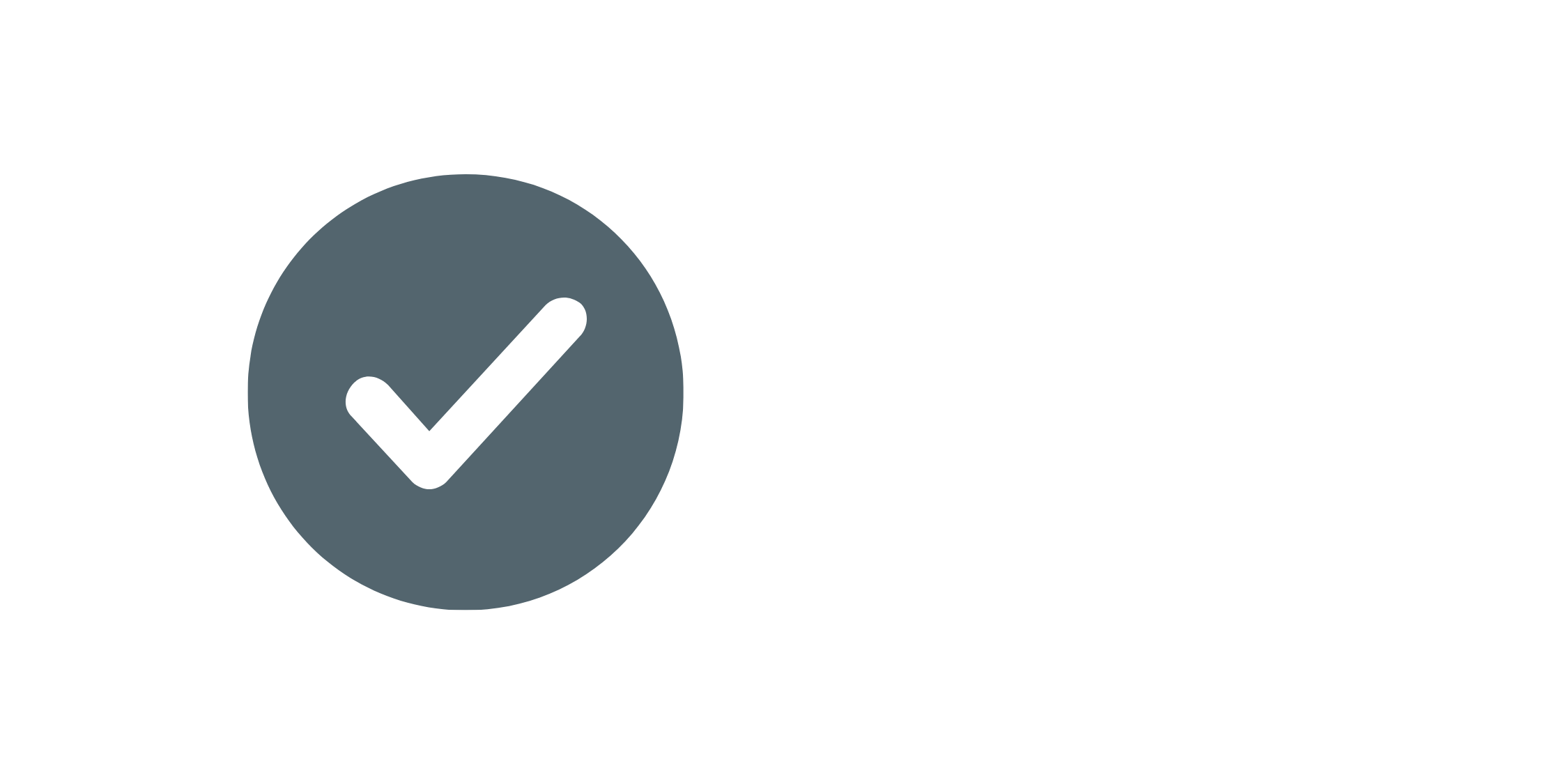 Checkmark icon with checkmark inside a gray circle and the text "Task Completed" on a white background.