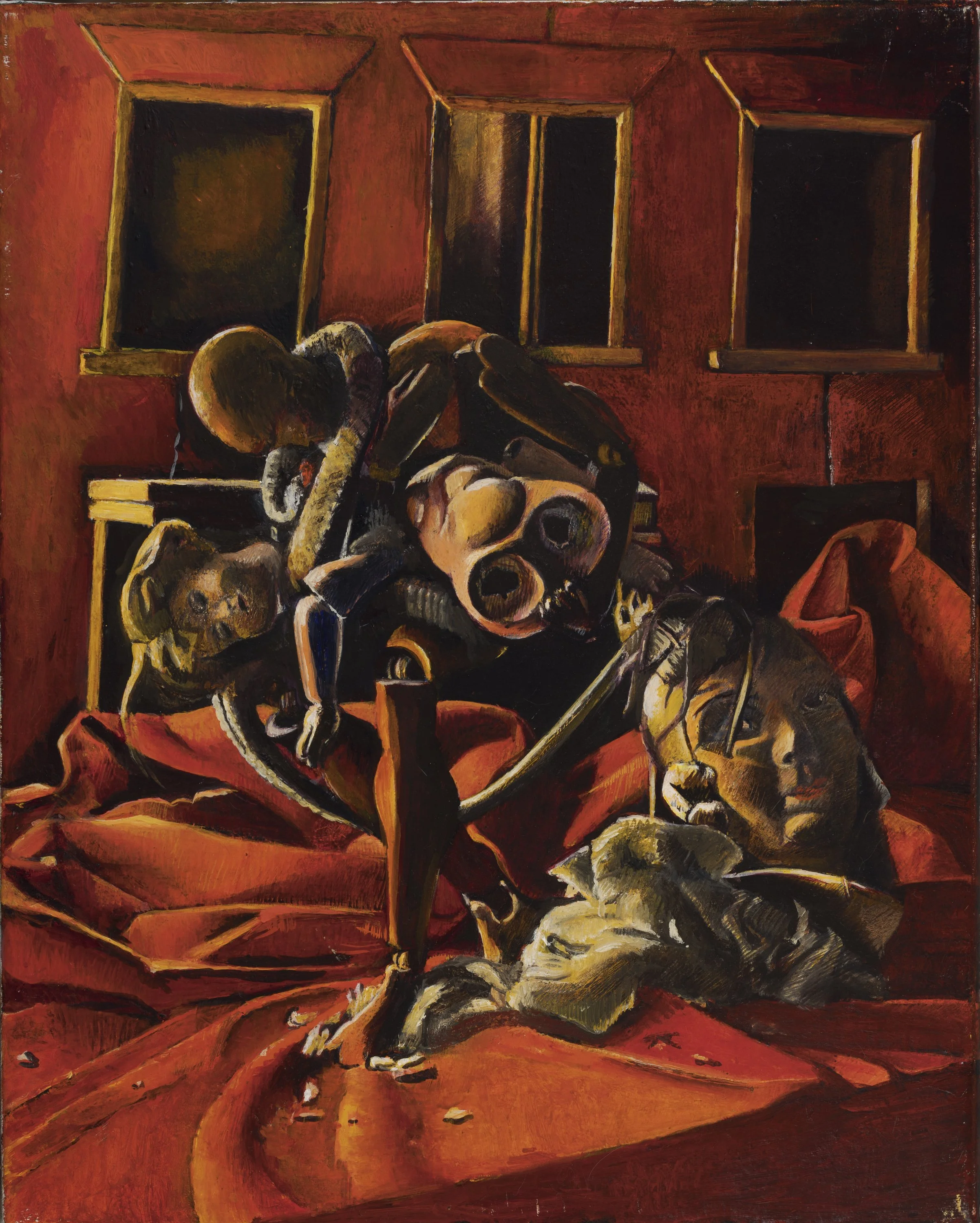 Wrestlers, oil on canvas, 424mm x 525mm