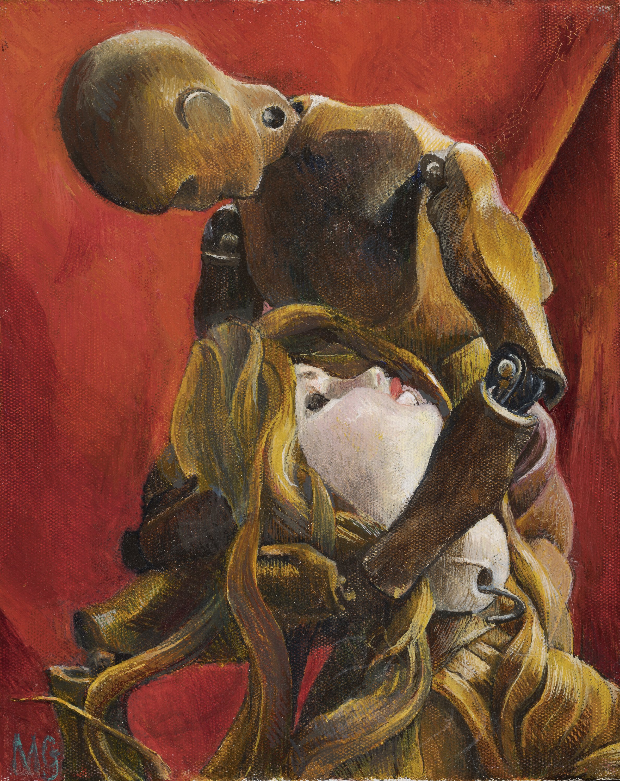 Deadheading, oil on canvas,  222mm x 272mm