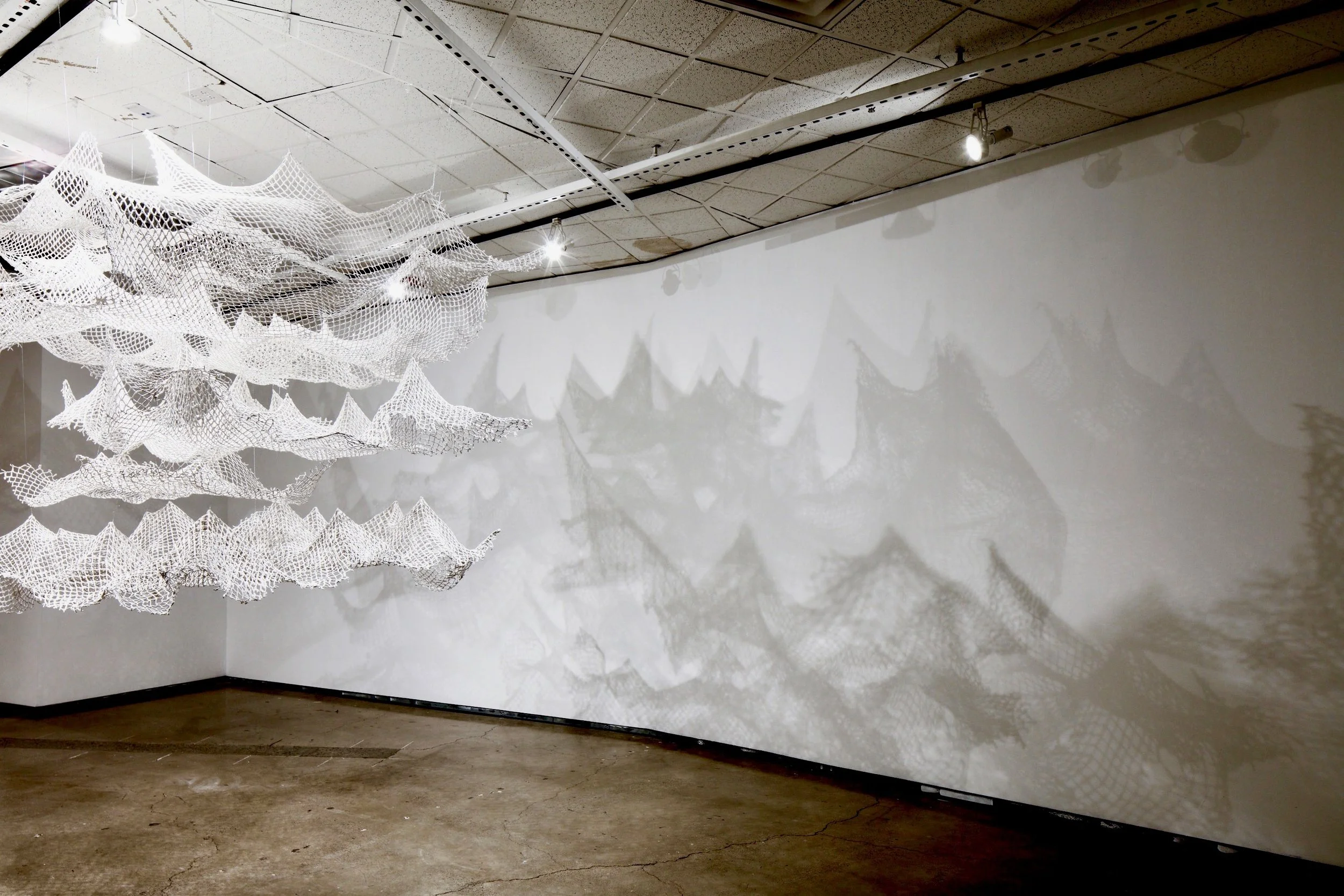 And The Waters Will Come, fishing net, gypsum, inistallation view, 96"x48"x72