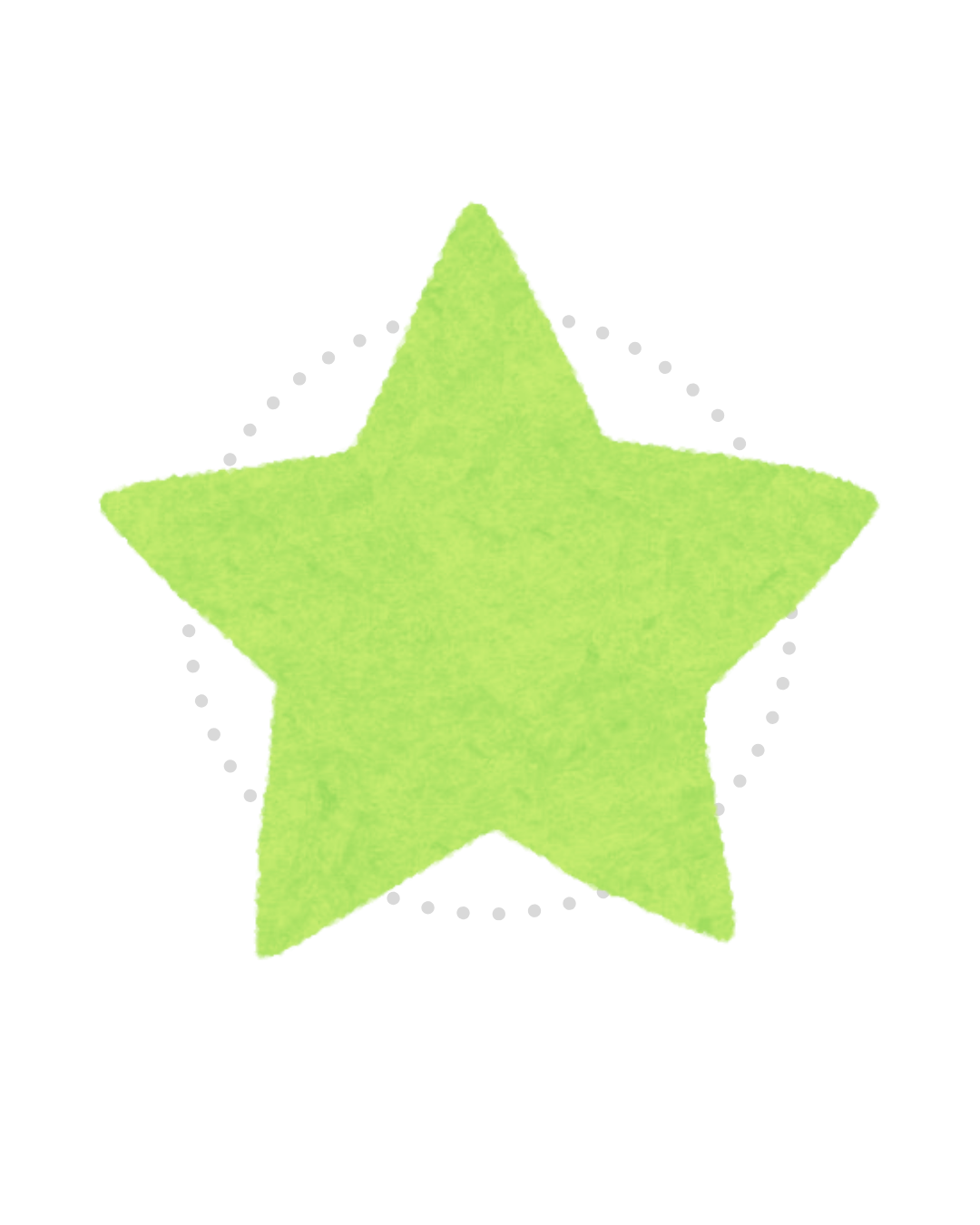Green star-shaped badge with yellow edge details.