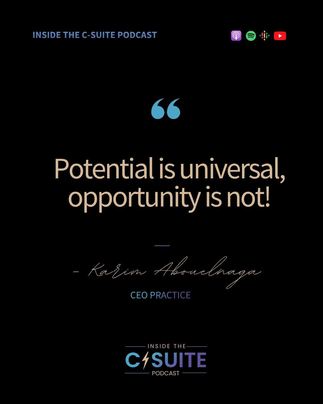 Potential alone isn't enough.

Talent exists everywhere, but access to opportunities, mentorship, and the right support does not.

Too often, leaders assume that everyone starts from the same place. The result? Great talent is overlooked, voices go u