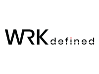 Logo with text 'WRK defined' in black and gray, with a red dot over the 'i' in 'defined'.