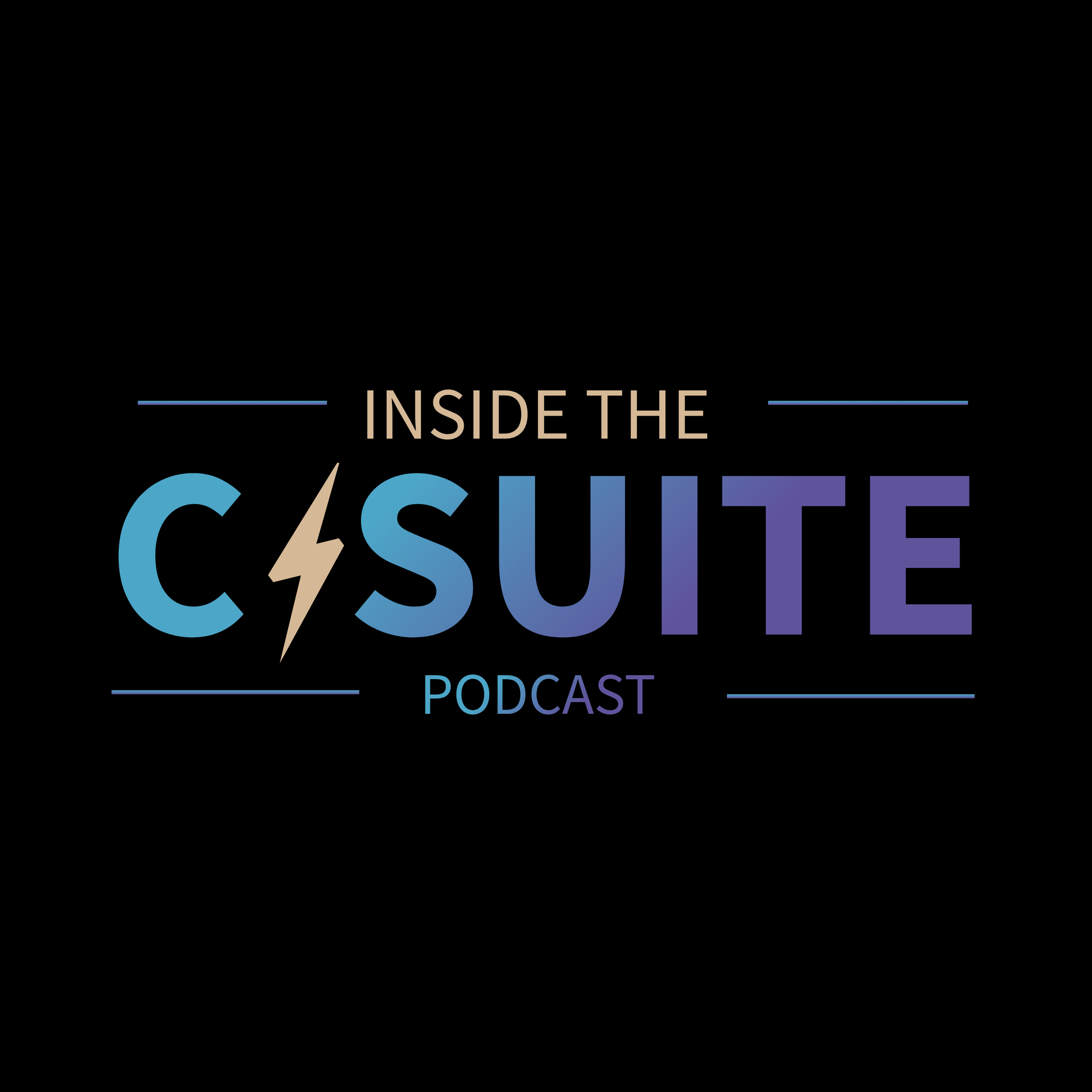 Logo for the podcast 'Inside the Closet' featuring a stylized lightning bolt and the word 'CLOSET' in large letters with a gradient blue and purple color.