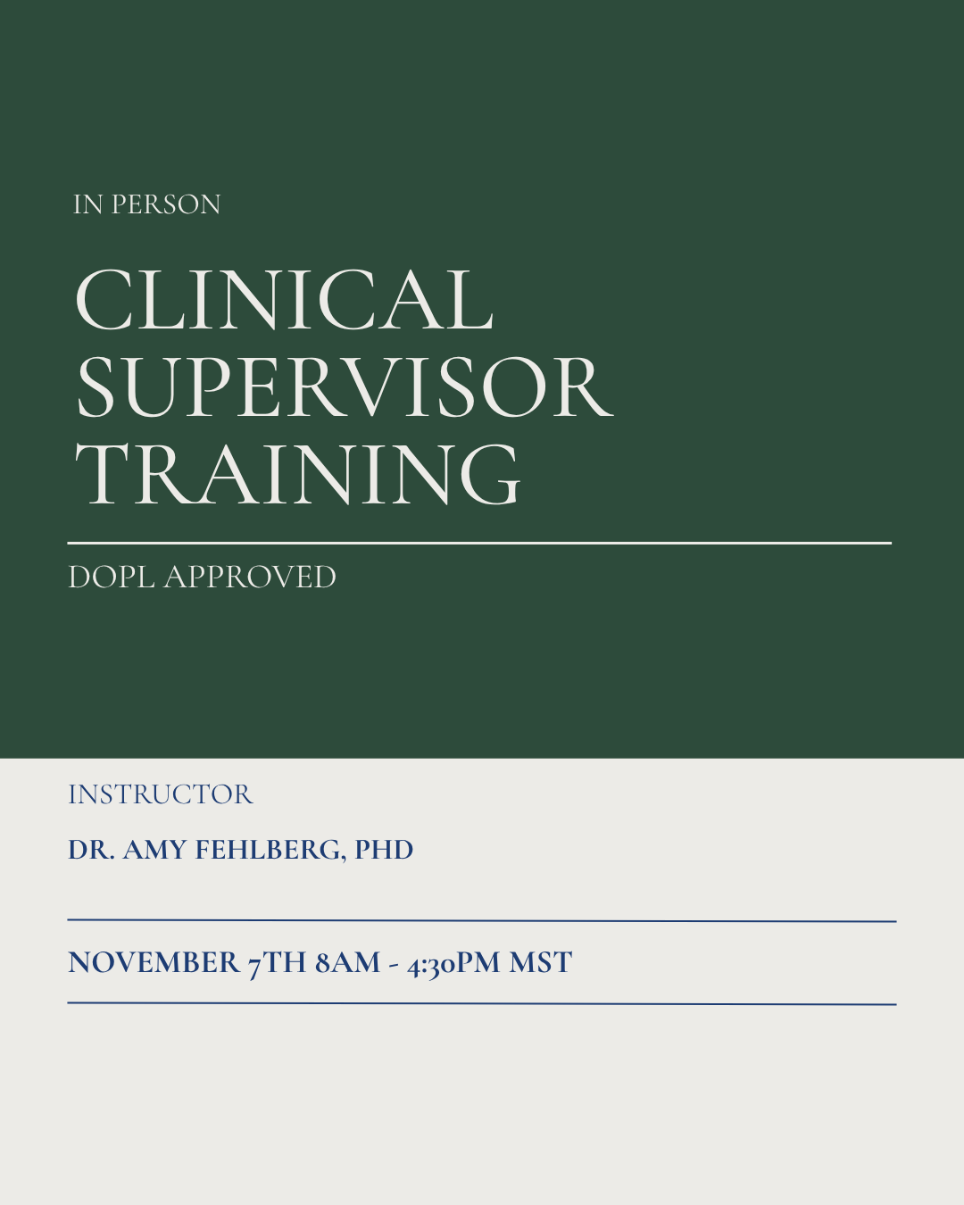 Utah DOPL Clinical Supervisor Training - In Person