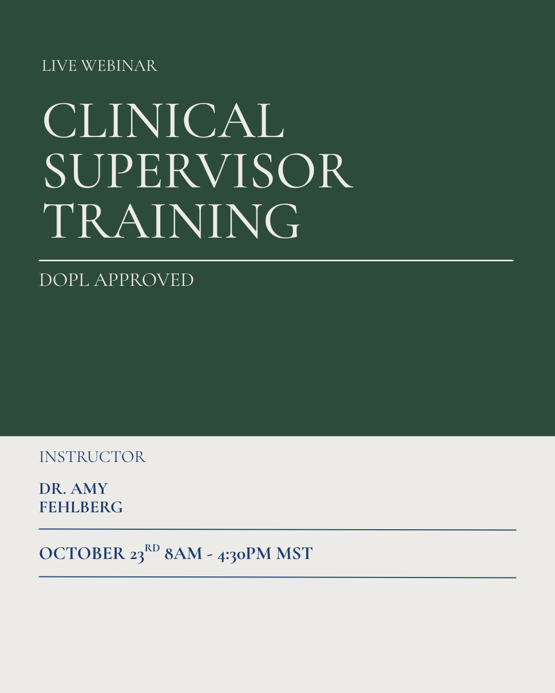 Utah DOPL Clinical Supervisor Training - Friday October 23rd