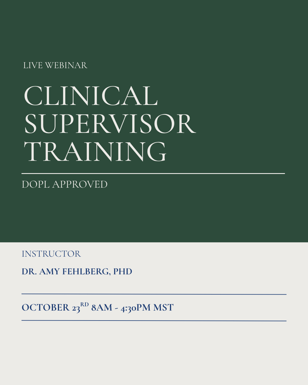 Utah DOPL Clinical Supervisor Training - Friday October 23rd