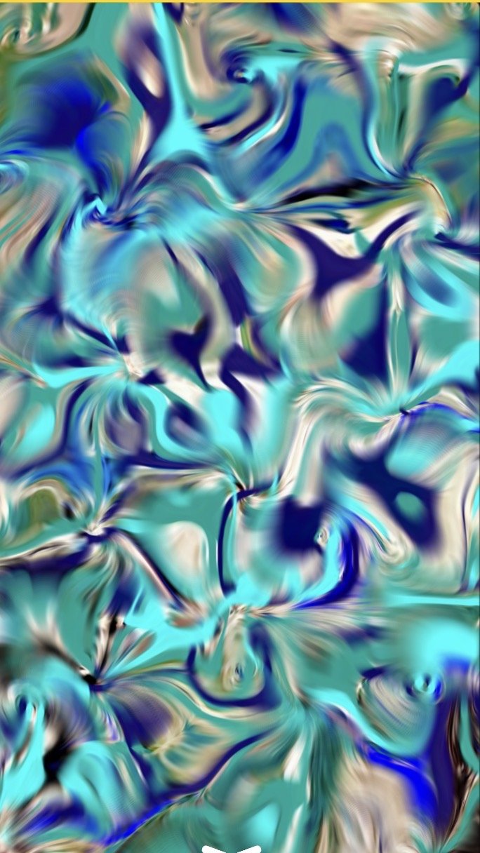 Abstract swirling painting in blues, teal and white by NSK ARTS