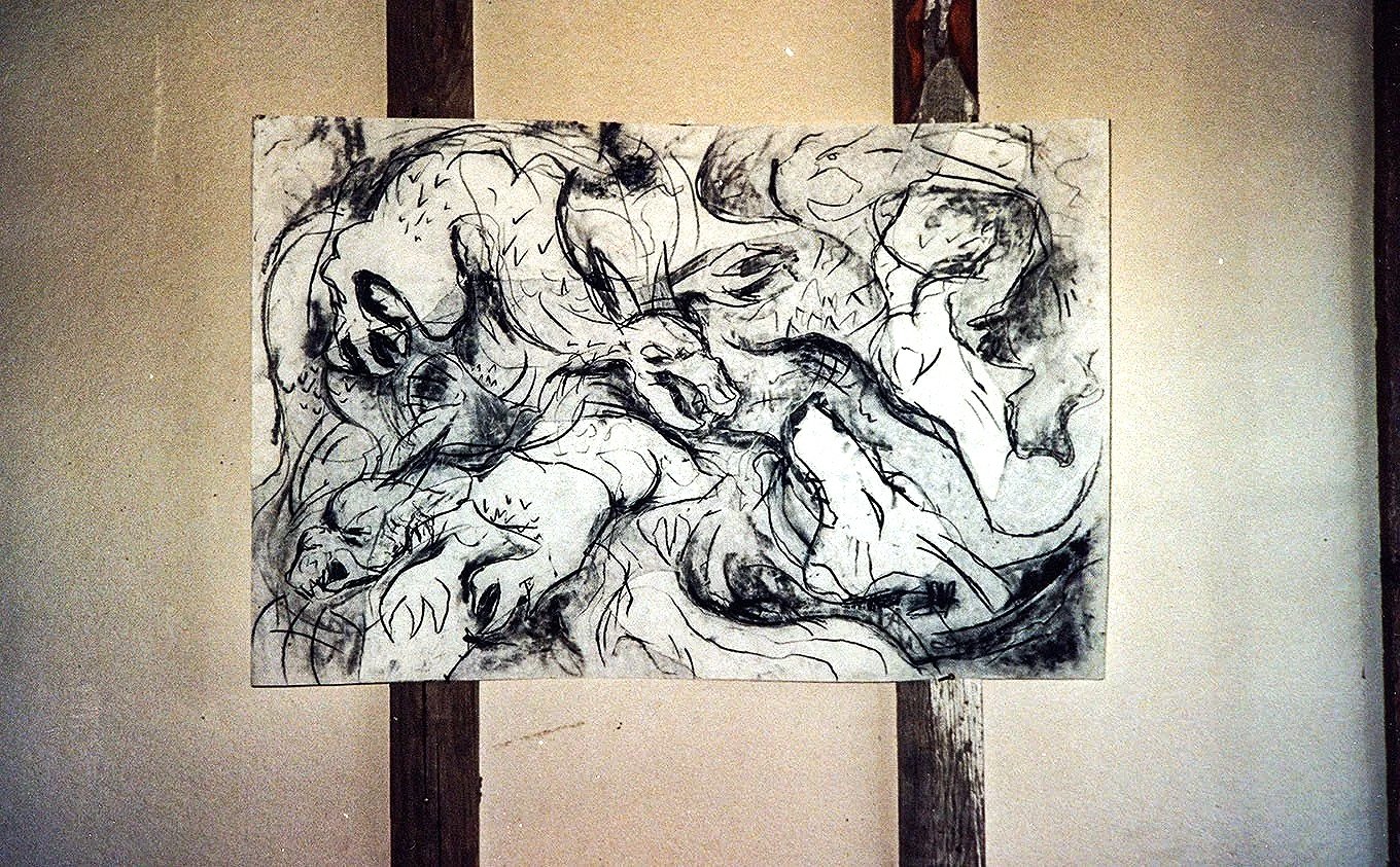 Dragons, 1985. Mixed media. 24” x 36"