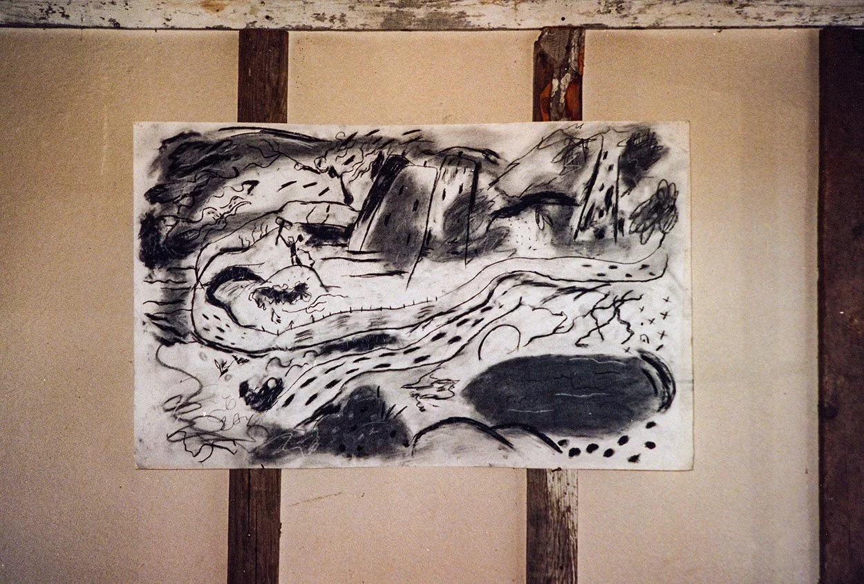 Hoja, 1985. Charcoal on paper. 24” x 36"