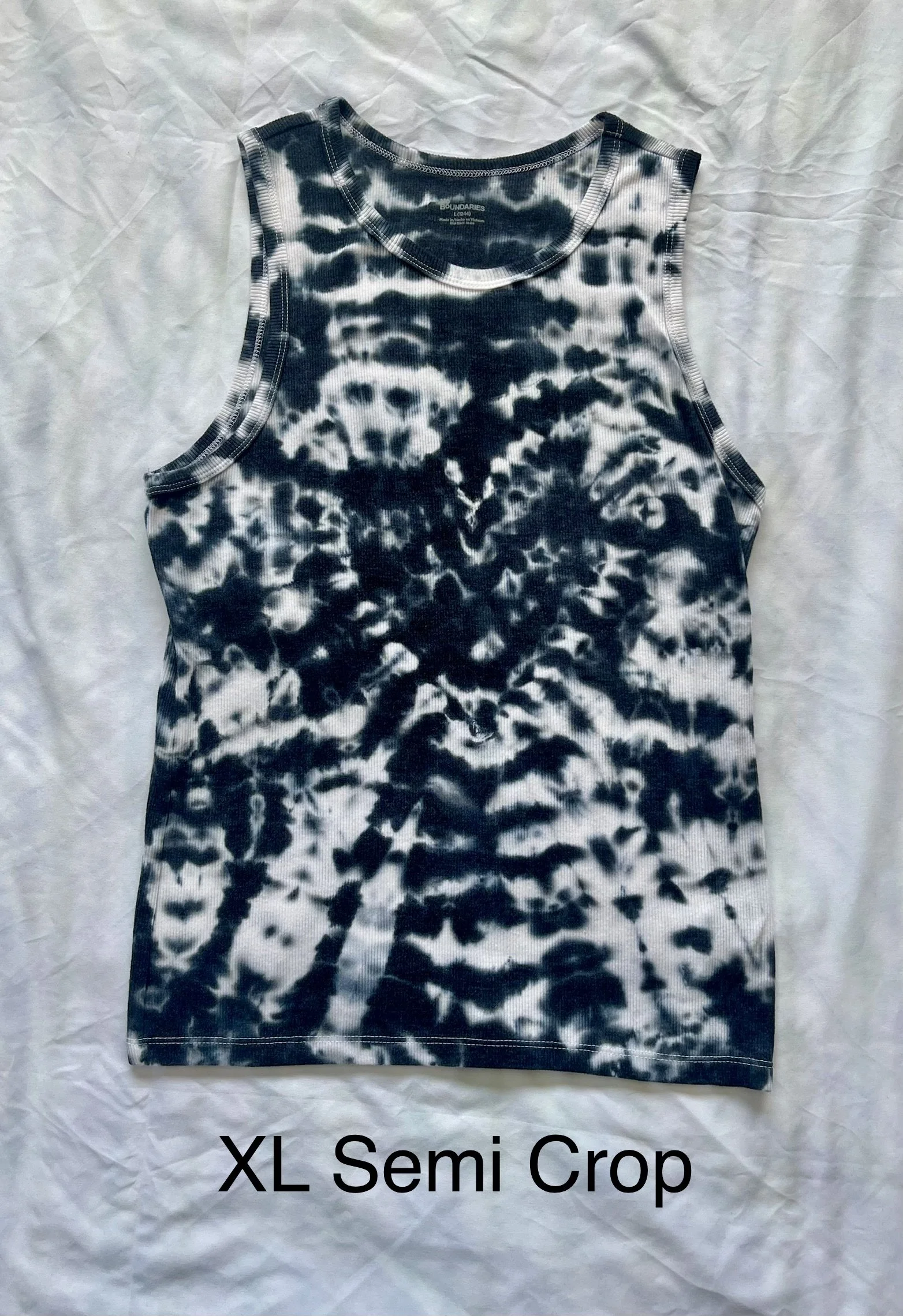 XL Black and White Tie Dye Tank Top