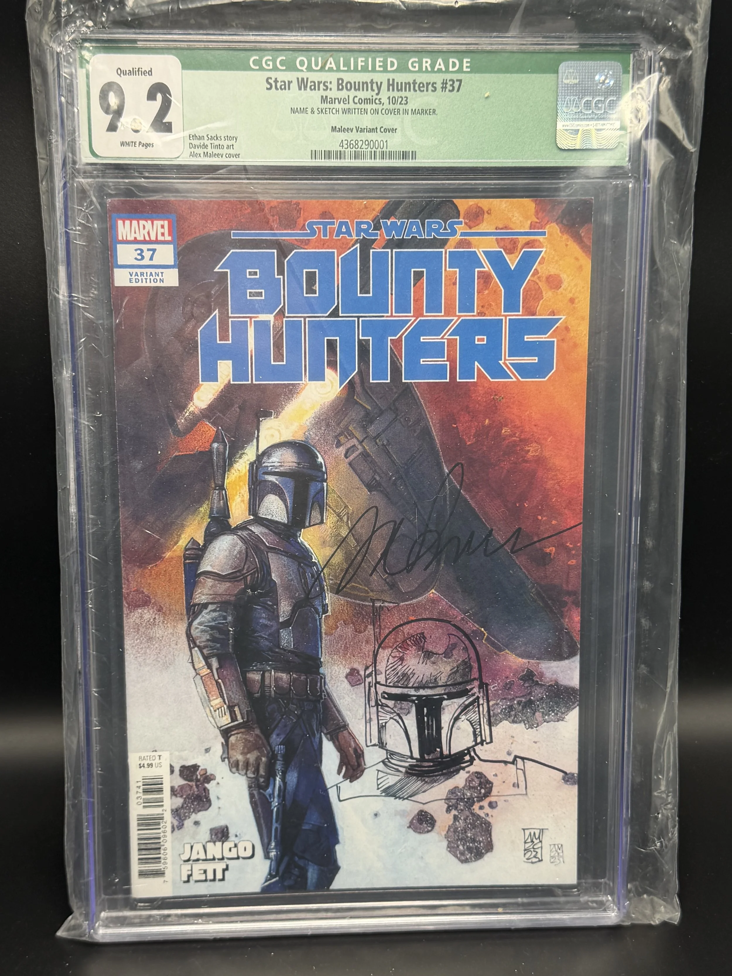 Star Wars Bounty Hunters #37 Maleev w sketch — Qualified 9.2 — CGC 4368290001
