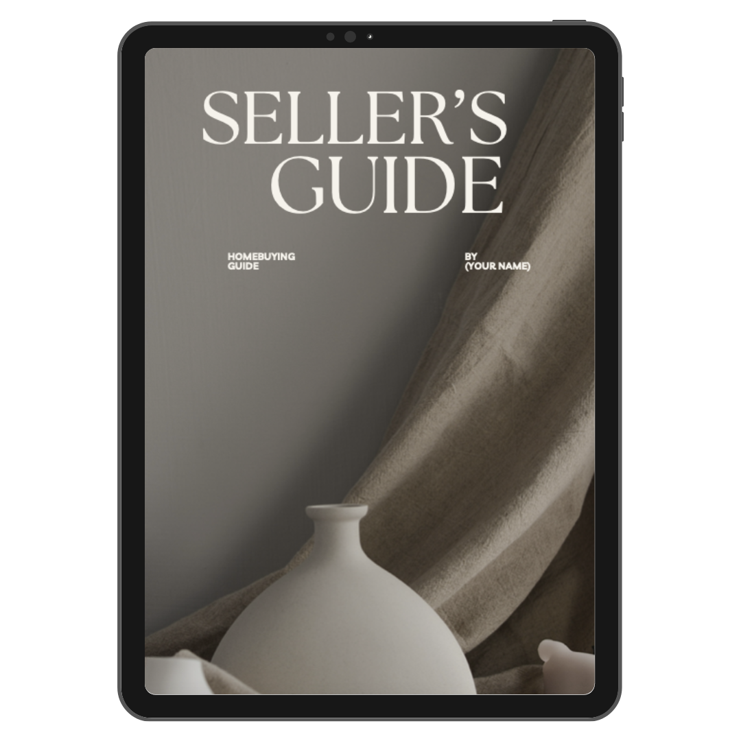 Book cover titled 'Seller's Guide' with a minimalist design featuring a beige fabric background and a white ceramic vase.